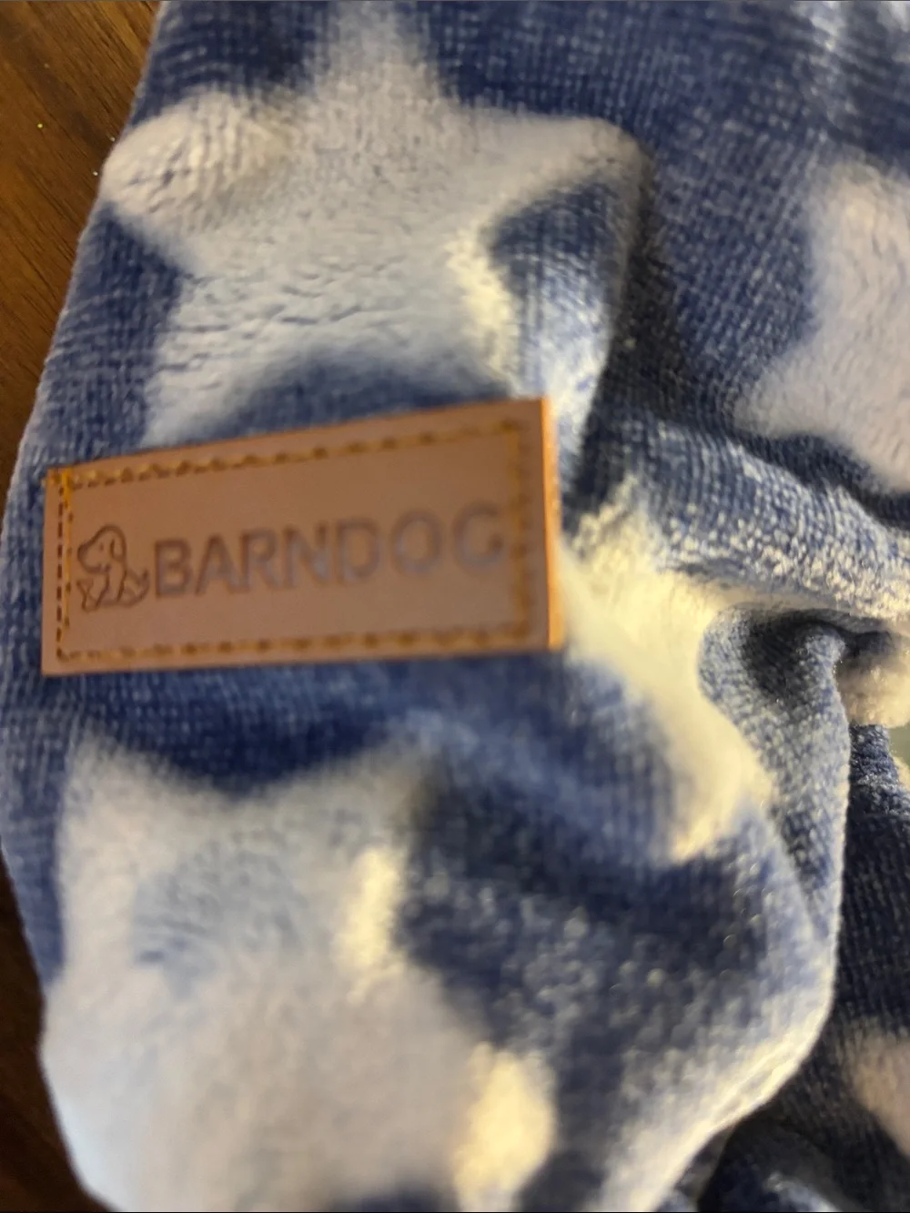 Barndog white stars and blue small dog coat with hood and pompom